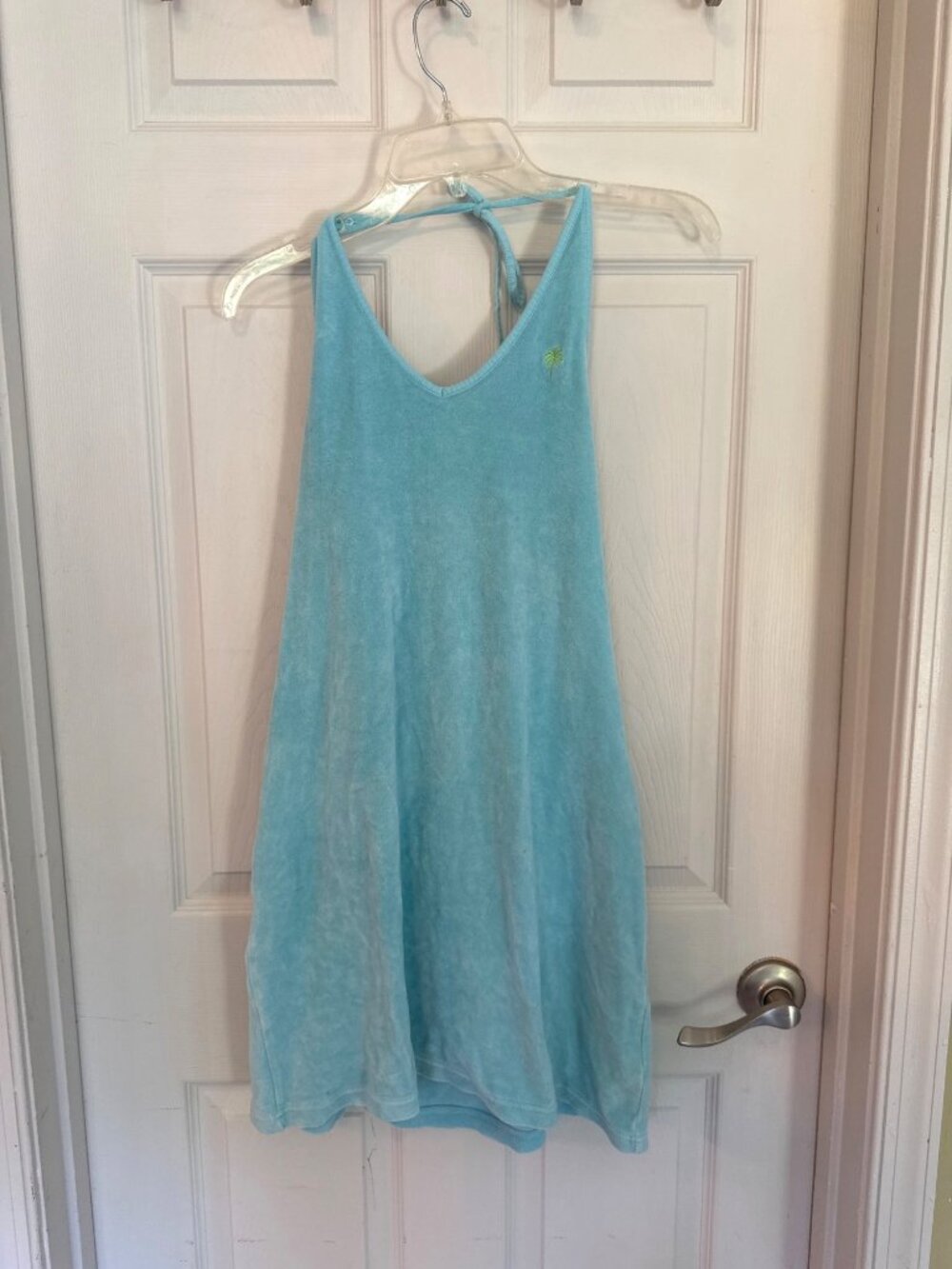 Vintage Lilly Pulitzer Aqua Blue Terrycloth Swim Cover Up Dress Halter Medium